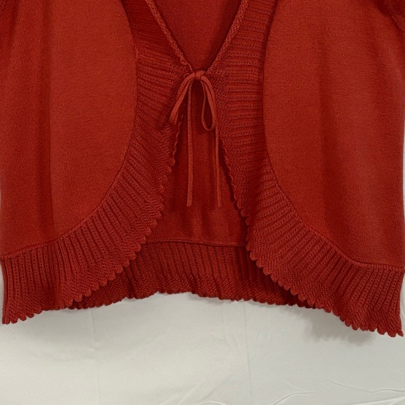 Nine West Salmon Pink Front Tie Scalloped Edge Cardigan Sweater 2X (20W/22W) - Picture 11 of 16